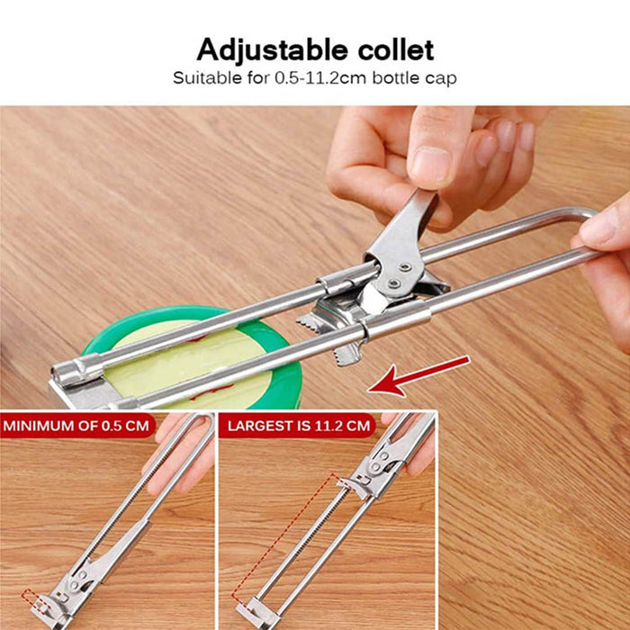 Adjustable Stainless Steel Jar Lid Opener Anti-Slip Handle Kitchen Tool