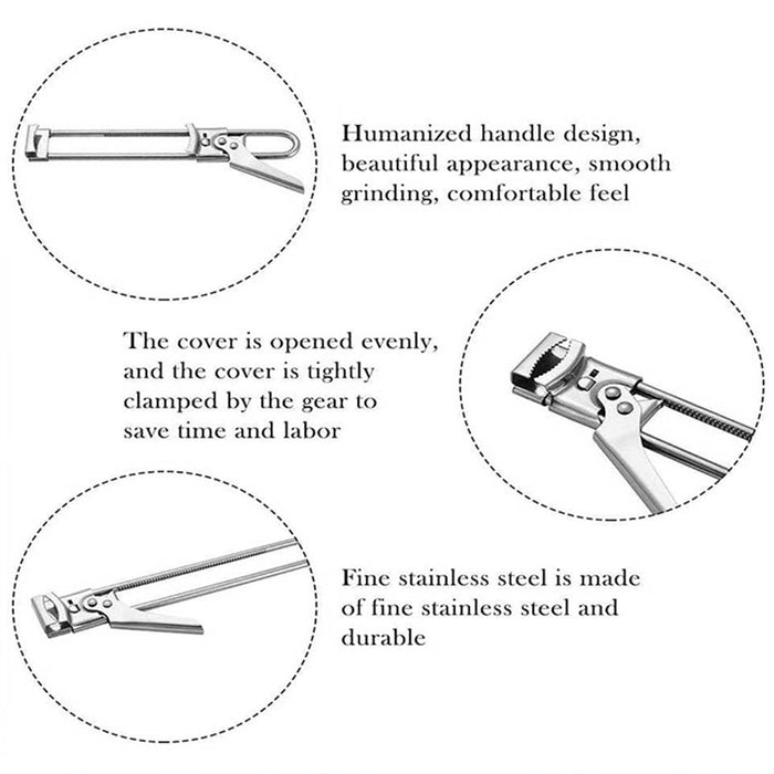 Adjustable Stainless Steel Jar Lid Opener Anti-Slip Handle Kitchen Tool