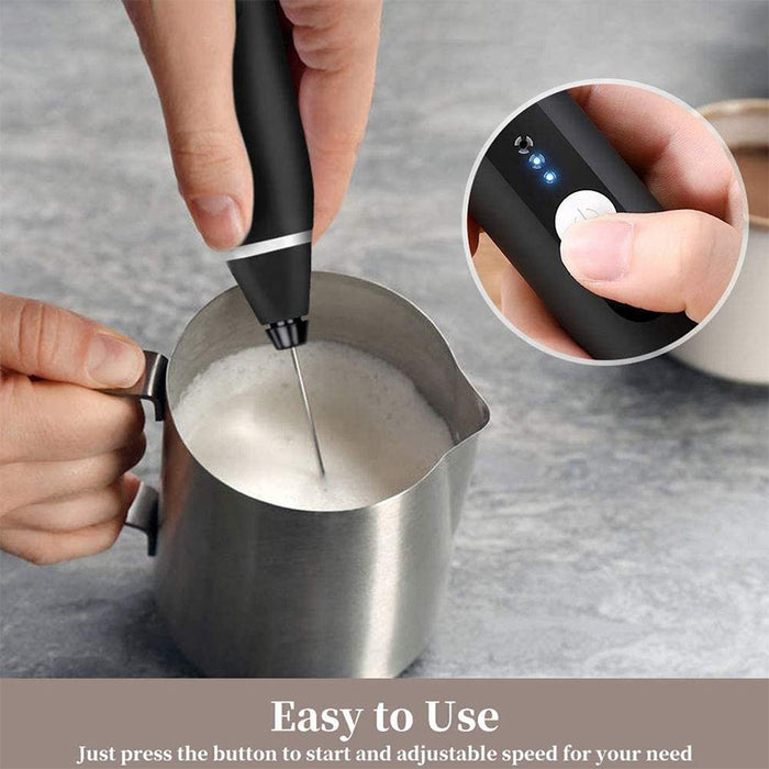 USB Rechargeable Egg Beater Milk Frother 3 Speeds 2 Whisks