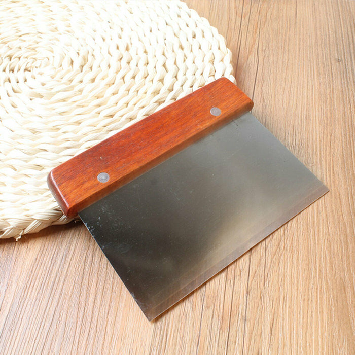 Stainless Steel Dough Bench Scraper with Wooden Handle Kitchen Tool