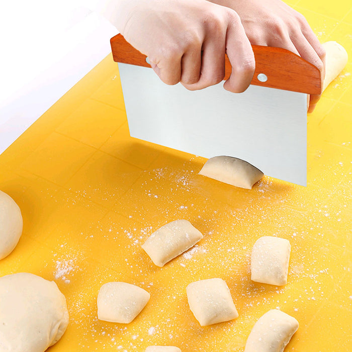 Stainless Steel Dough Bench Scraper with Wooden Handle Kitchen Tool