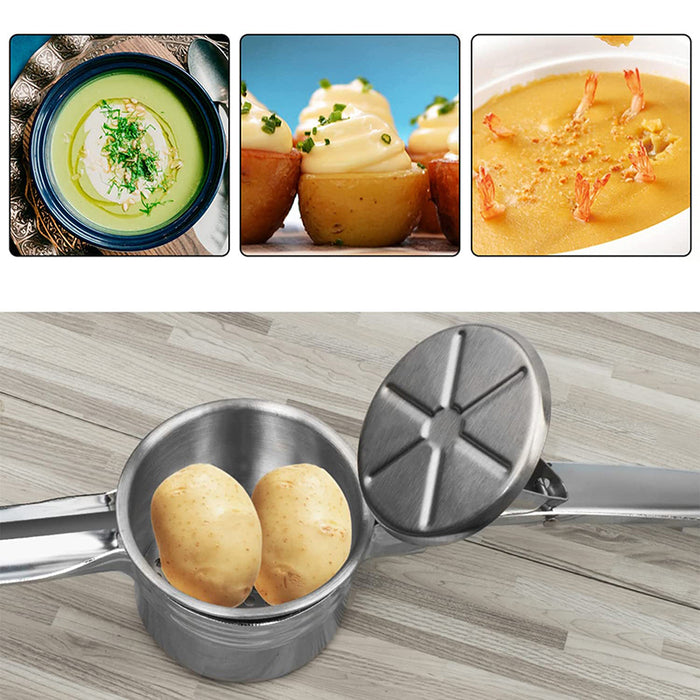Stainless Steel Potato Ricer with 3 Interchangeable Discs and Ergonomic Handle