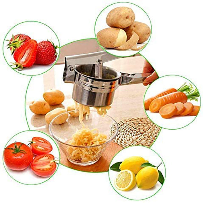 Stainless Steel Potato Ricer with 3 Interchangeable Discs and Ergonomic Handle