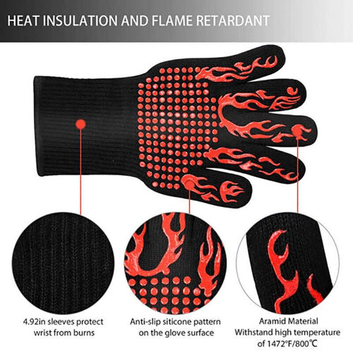 2 Pcs Silicone Oven Mitts Heat Resistant Kitchen Cooking Gloves 35cm