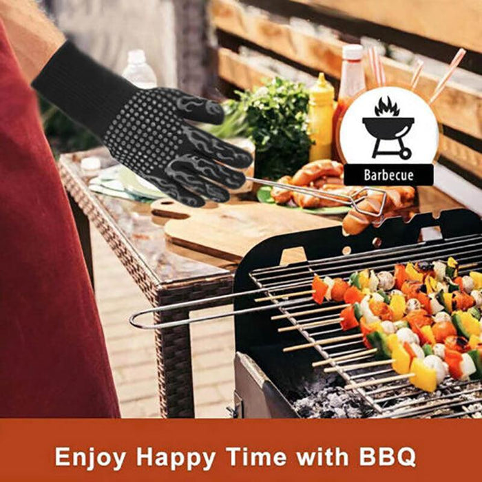 2 Pcs Silicone Oven Mitts Heat Resistant Kitchen Cooking Gloves 35cm