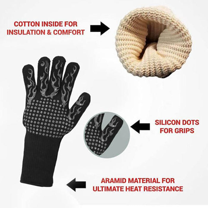 2 Pcs Silicone Oven Mitts Heat Resistant Kitchen Cooking Gloves 35cm