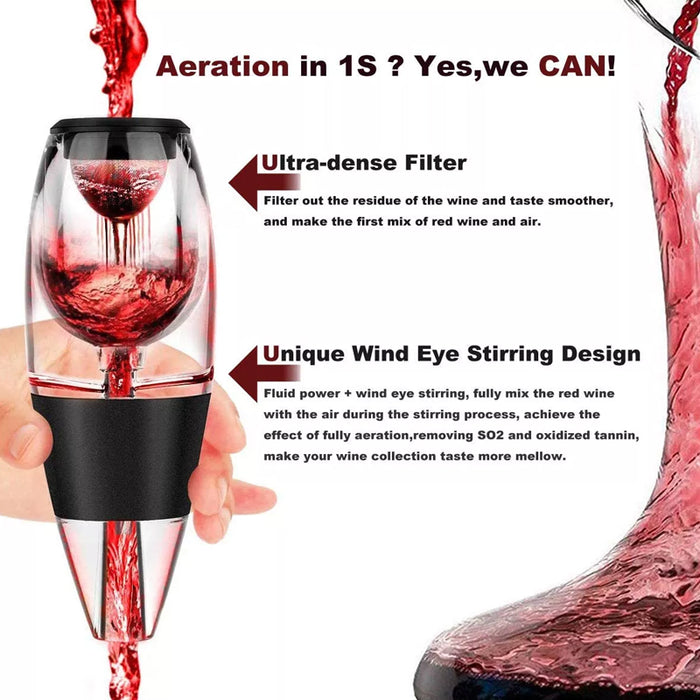 Magic Decanter Wine Aerator Acrylic Black Dishwasher Safe