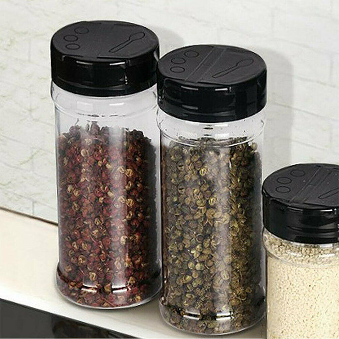 100ml Plastic Spice Jars with Dual Flip Lids Transparent Storage Bottles