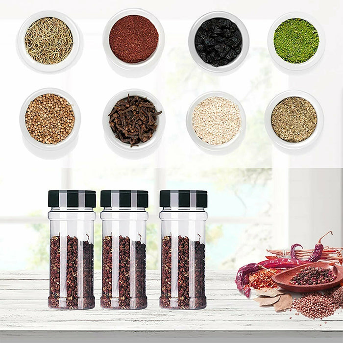 100ml Plastic Spice Jars with Dual Flip Lids Transparent Storage Bottles