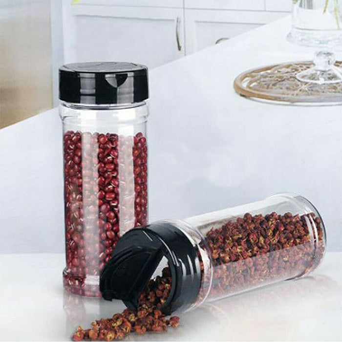 100ml Plastic Spice Jars with Dual Flip Lids Transparent Storage Bottles