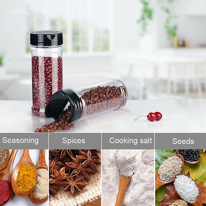 100ml Plastic Spice Jars with Dual Flip Lids Transparent Storage Bottles
