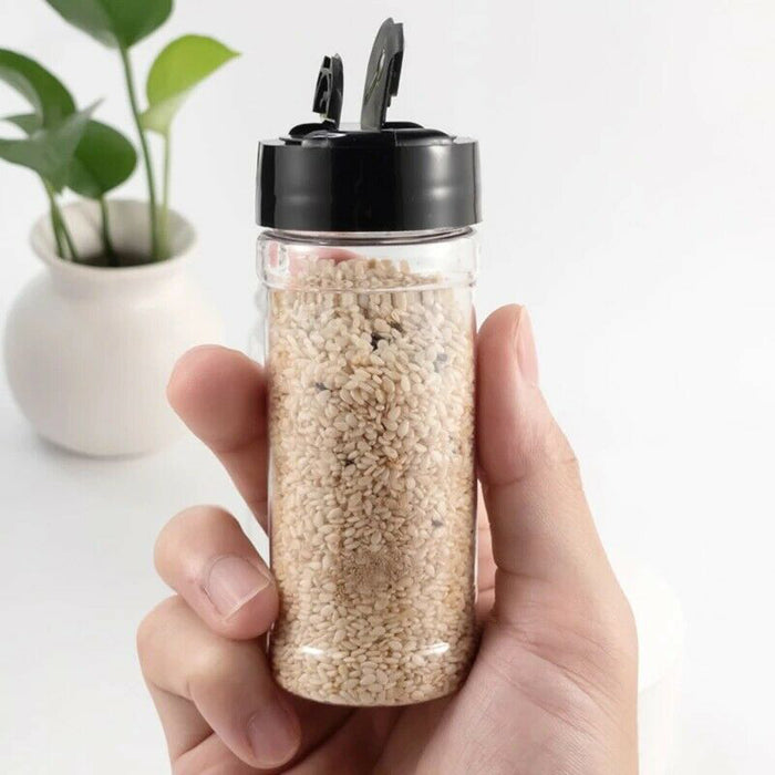 100ml Plastic Spice Jars with Dual Flip Lids Transparent Storage Bottles