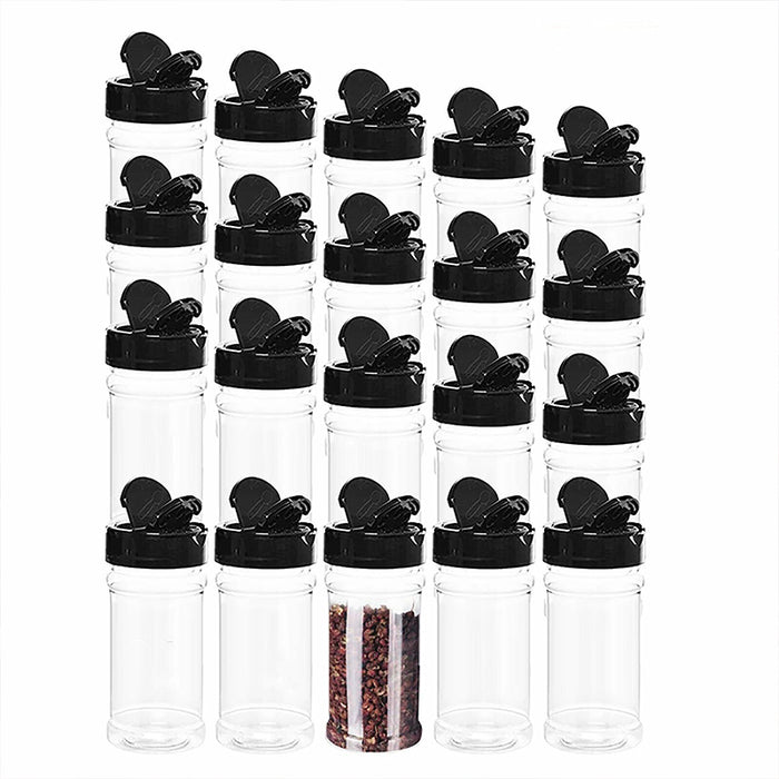100ml Plastic Spice Jars with Dual Flip Lids Transparent Storage Bottles