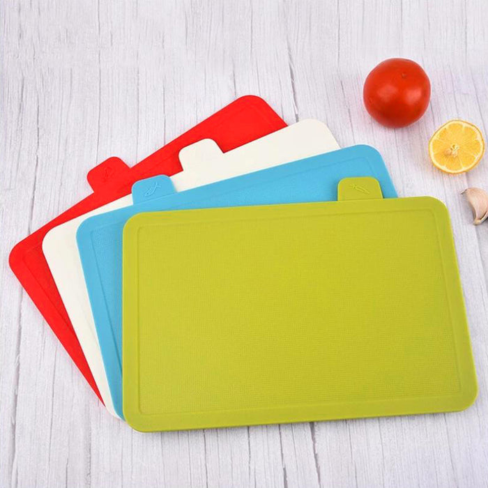 4-Piece Colour-Coded Cutting Board Set with Storage Rack BPA-Free