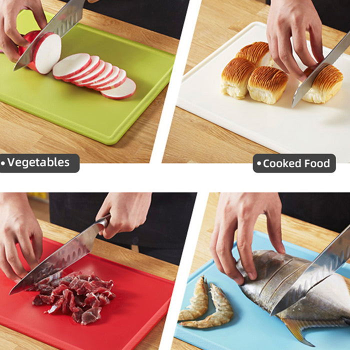 4-Piece Colour-Coded Cutting Board Set with Storage Rack BPA-Free
