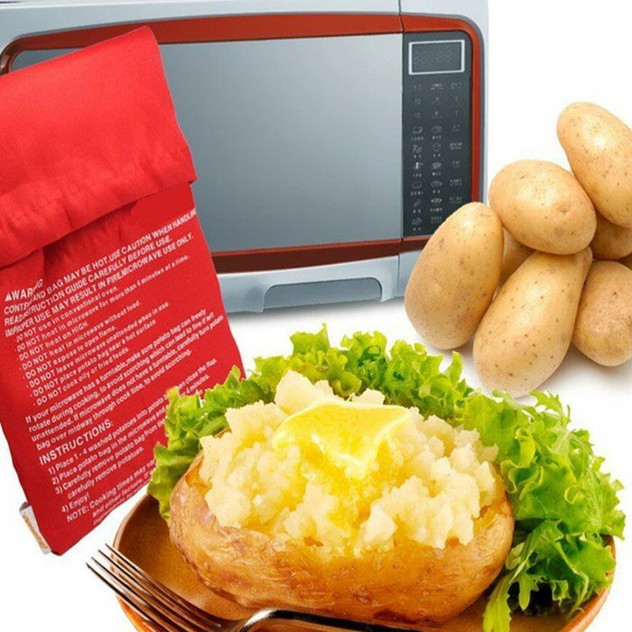 2PCS Microwave Potato & Corn Cooking Bags Reusable Red