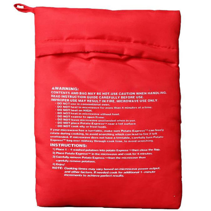 2PCS Microwave Potato & Corn Cooking Bags Reusable Red