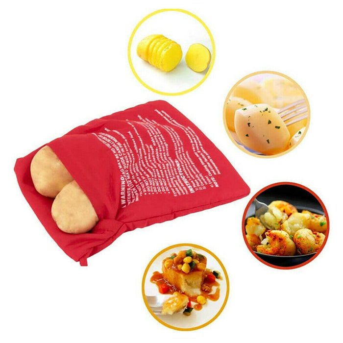 2PCS Microwave Potato & Corn Cooking Bags Reusable Red