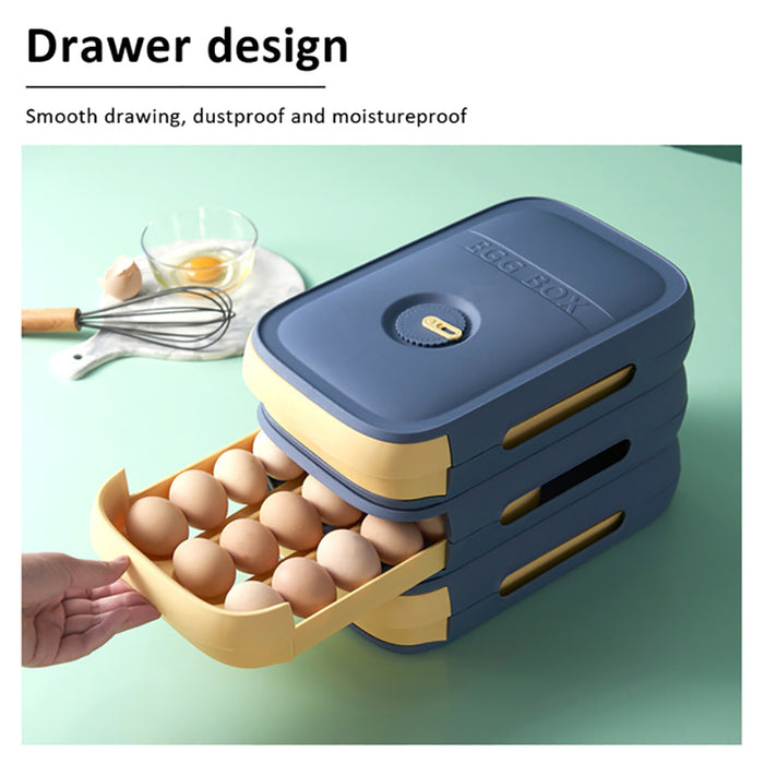 Egg Drawer Storage Box with Grid Design Stackable Organiser
