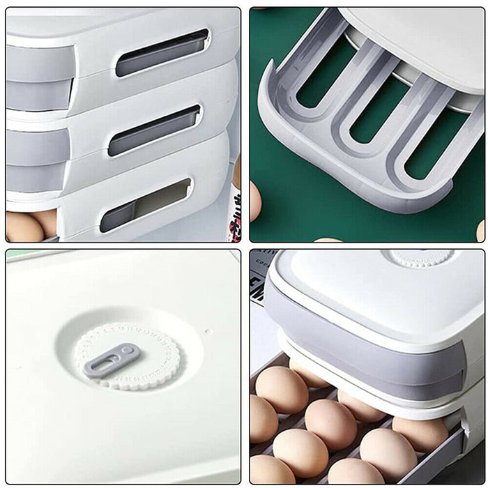 Egg Drawer Storage Box with Grid Design Stackable Organiser