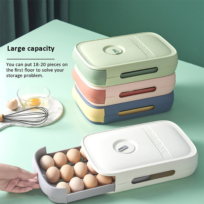 Egg Drawer Storage Box with Grid Design Stackable Organiser