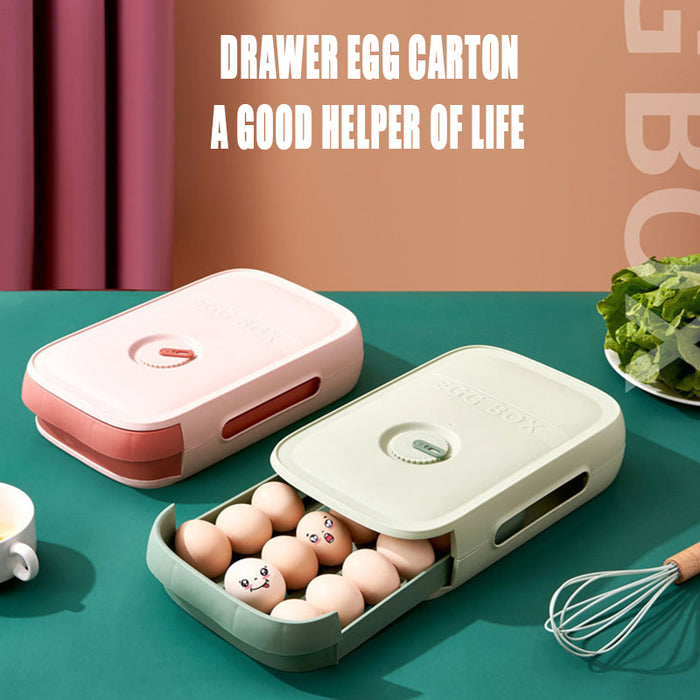 Egg Drawer Storage Box with Grid Design Stackable Organiser