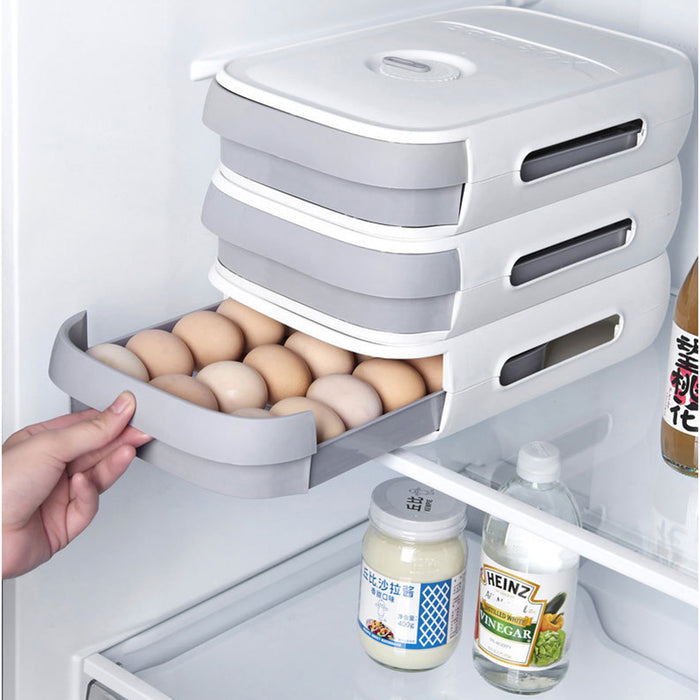 Egg Drawer Storage Box with Grid Design Stackable Organiser