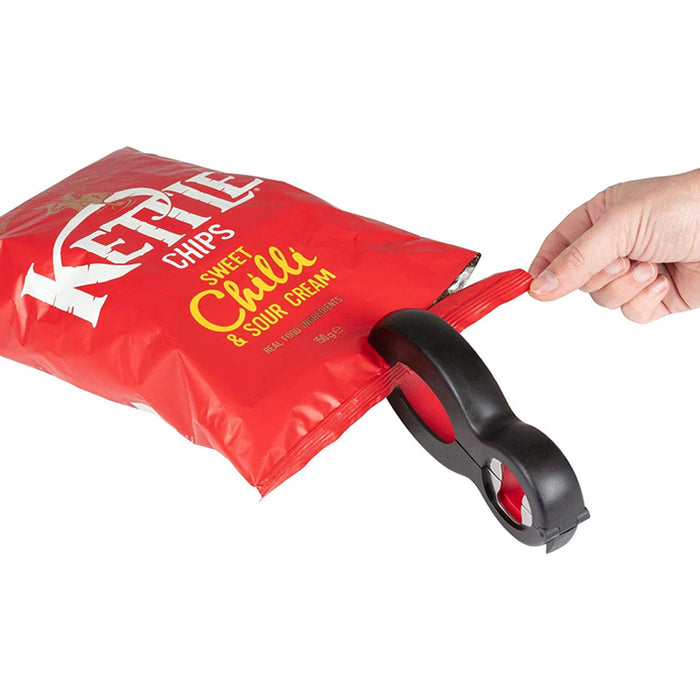 6-in-1 Can and Jar Opener with Bag Cutter Black Red, 14.5×6.2 cm