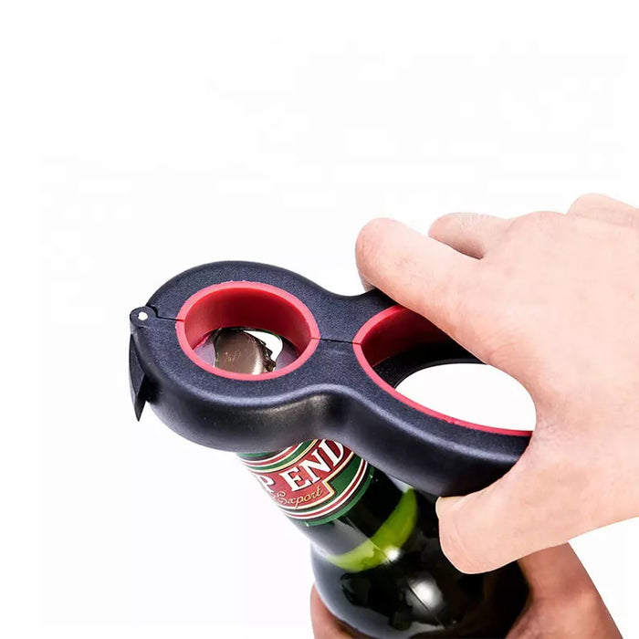 6-in-1 Can and Jar Opener with Bag Cutter Black Red, 14.5×6.2 cm