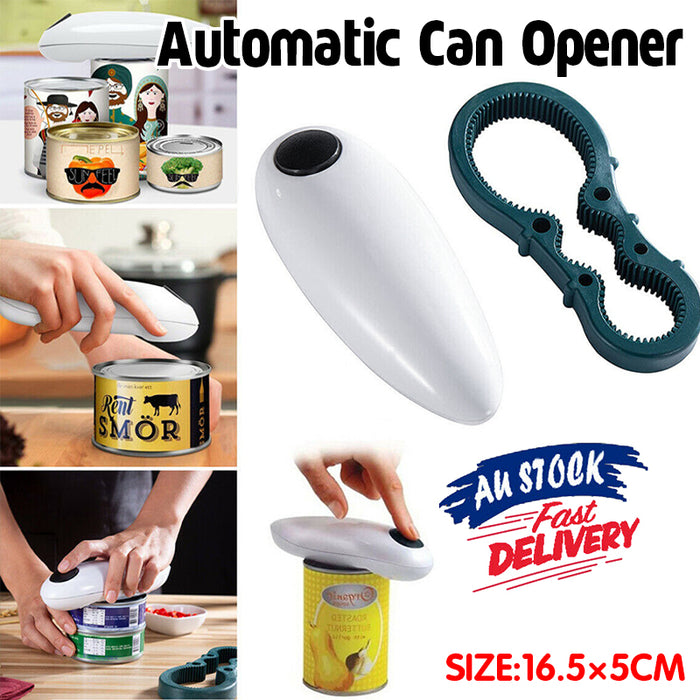 2Pcs Automatic Can Opener with Jar Grip Recessed Blade