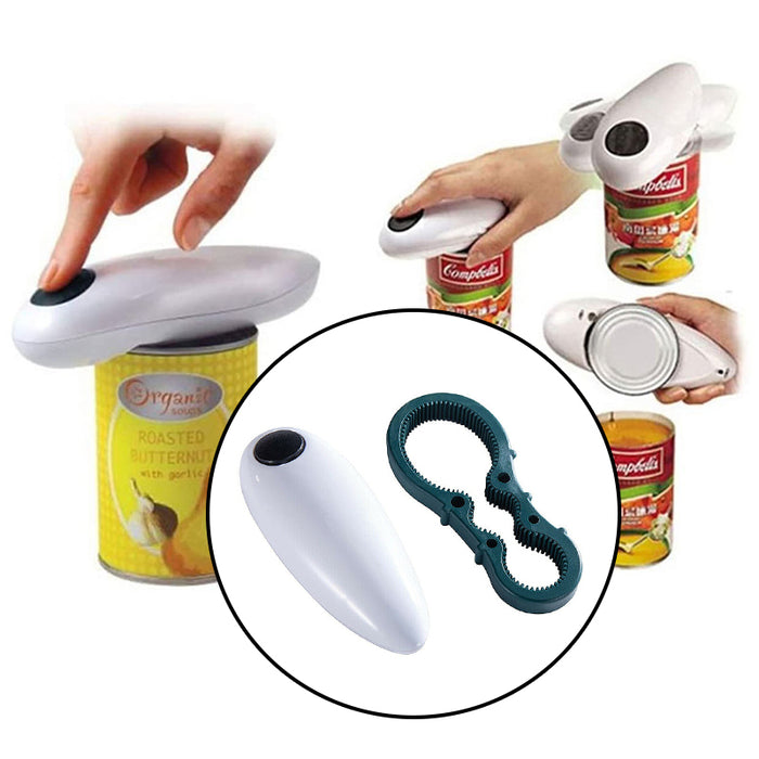 2Pcs Automatic Can Opener with Jar Grip Recessed Blade