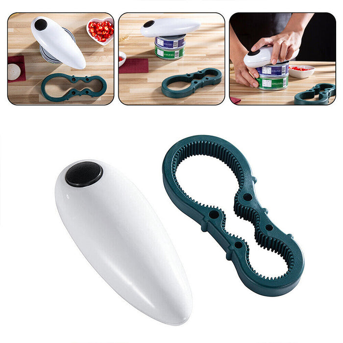 2Pcs Automatic Can Opener with Jar Grip Recessed Blade