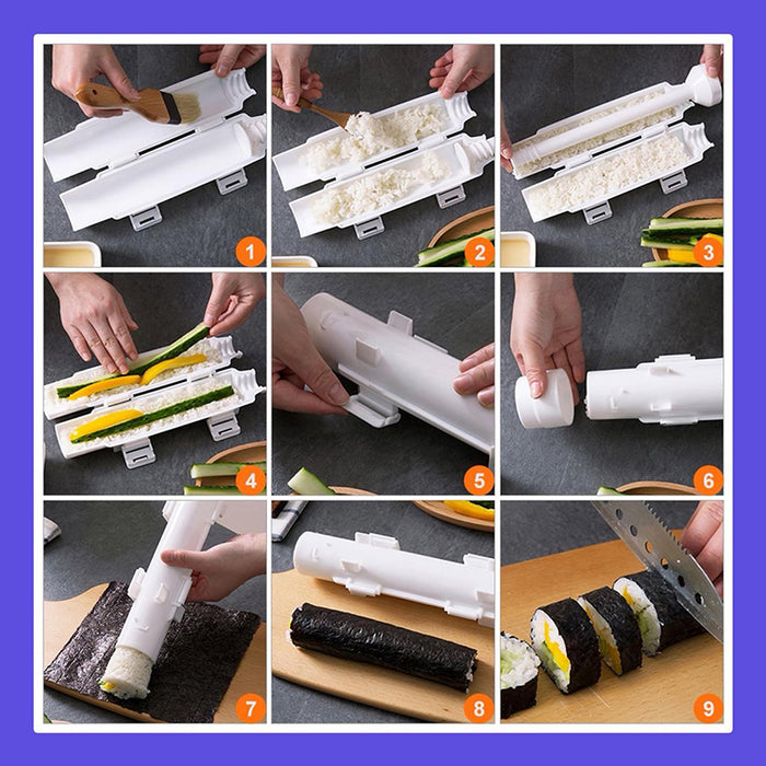 DIY Sushi Making Kit Food-Grade PP Tube Press White 29x7 cm