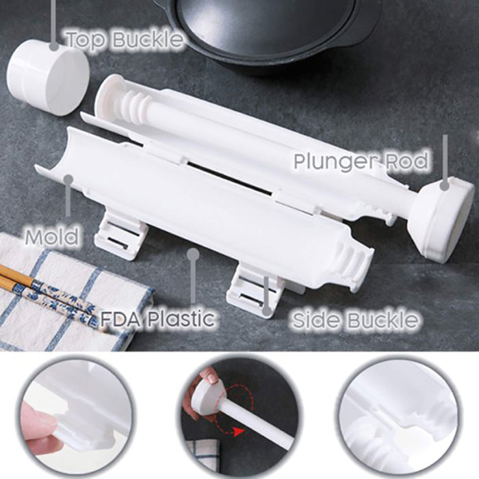 DIY Sushi Making Kit Food-Grade PP Tube Press White 29x7 cm