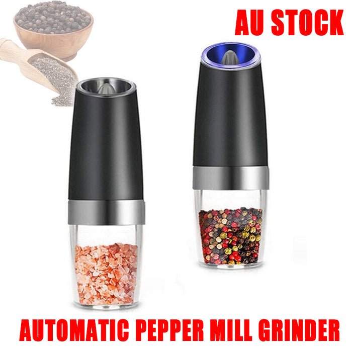 Automatic Gravity Electric Pepper Salt Grinder LED Light Ceramic Core 6.5 x 22 cm