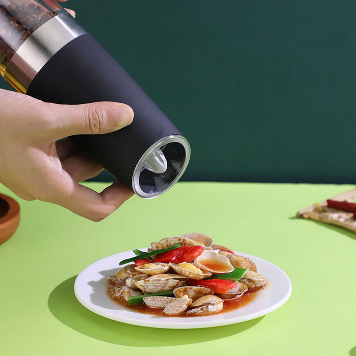 Automatic Gravity Electric Pepper Salt Grinder LED Light Ceramic Core 6.5 x 22 cm