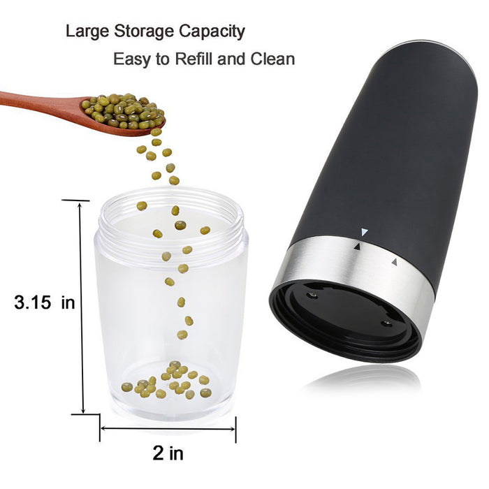 Automatic Gravity Electric Pepper Salt Grinder LED Light Ceramic Core 6.5 x 22 cm