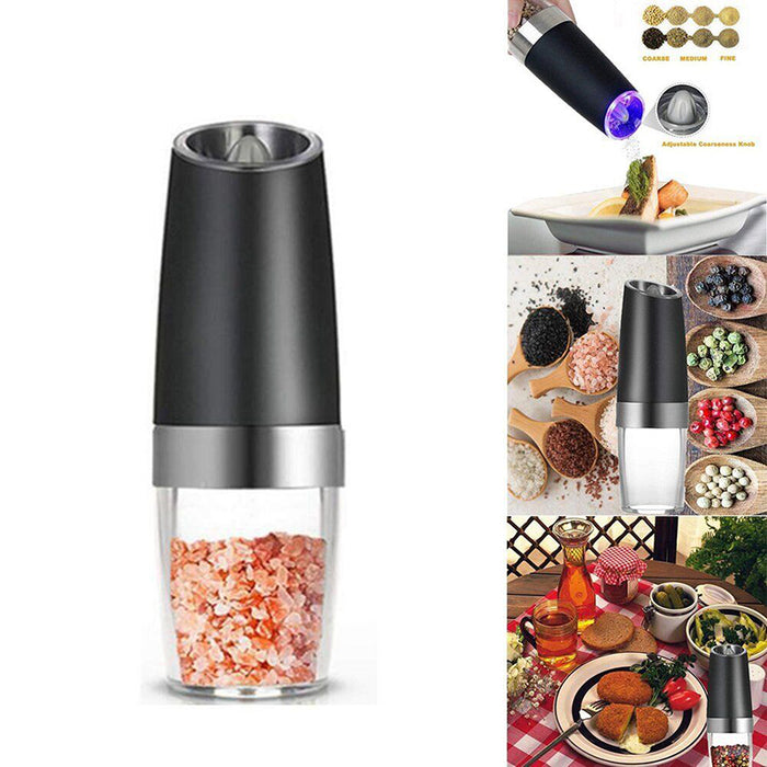Automatic Gravity Electric Pepper Salt Grinder LED Light Ceramic Core 6.5 x 22 cm