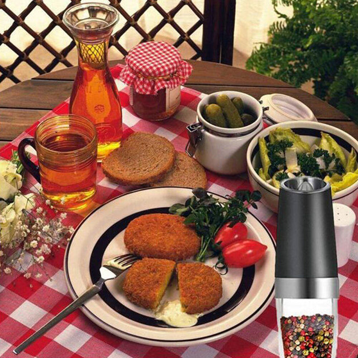 Automatic Gravity Electric Pepper Salt Grinder LED Light Ceramic Core 6.5 x 22 cm