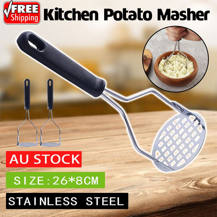 Potato Masher Stainless Steel Heavy Duty 26x8cm Silver