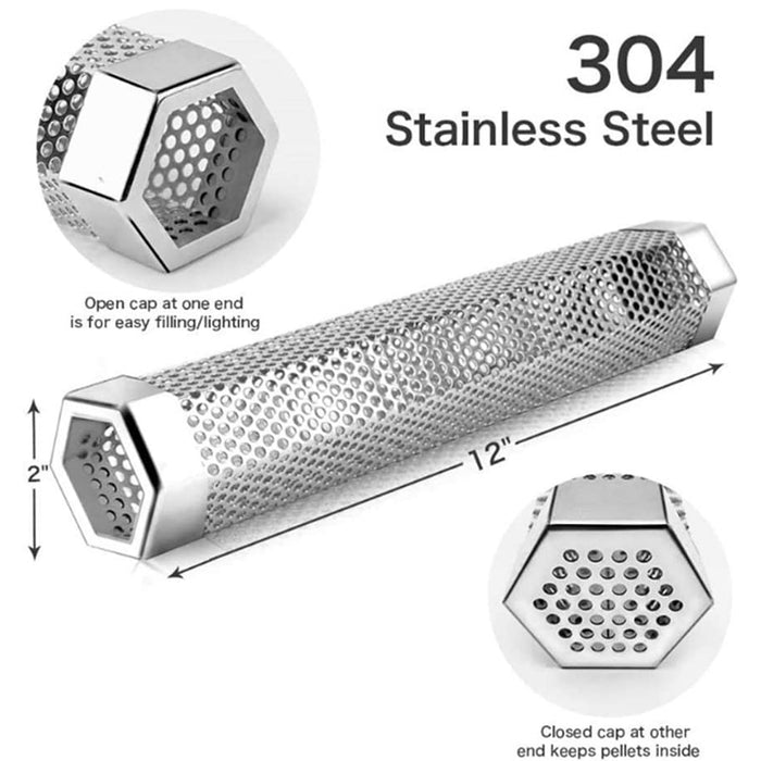 BBQ Smoker Tube Hexagonal 304 Stainless Steel 6/12 Inch