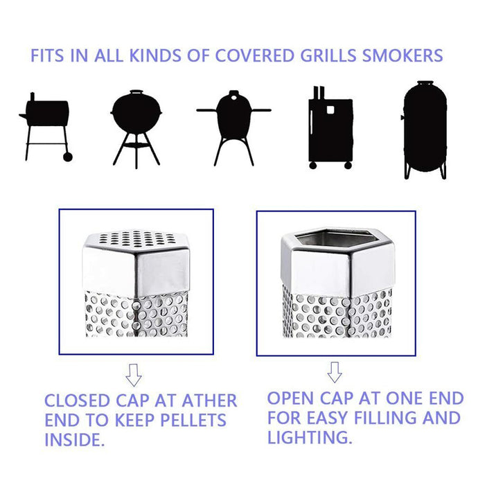 BBQ Smoker Tube Hexagonal 304 Stainless Steel 6/12 Inch