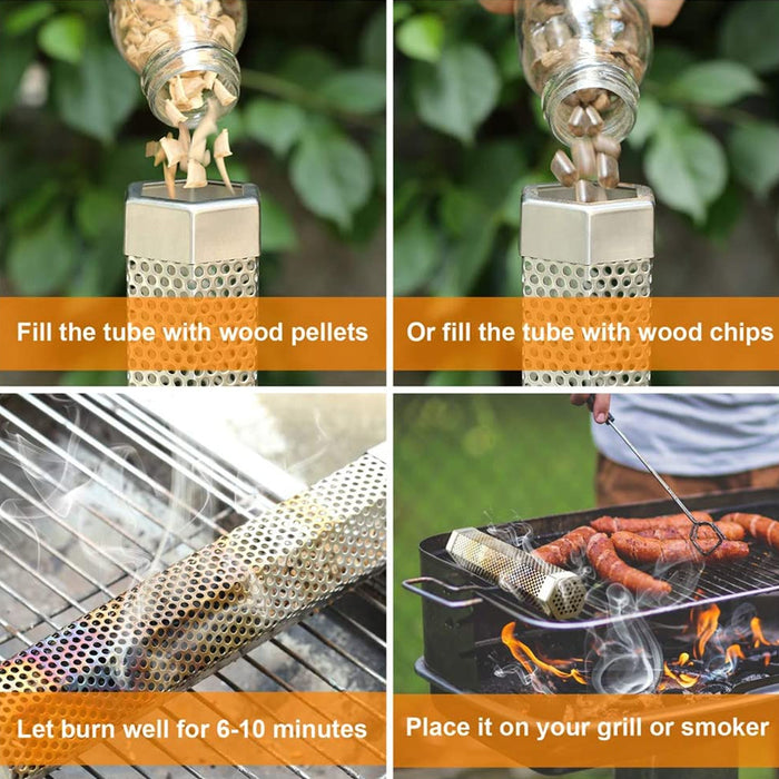 BBQ Smoker Tube Hexagonal 304 Stainless Steel 6/12 Inch