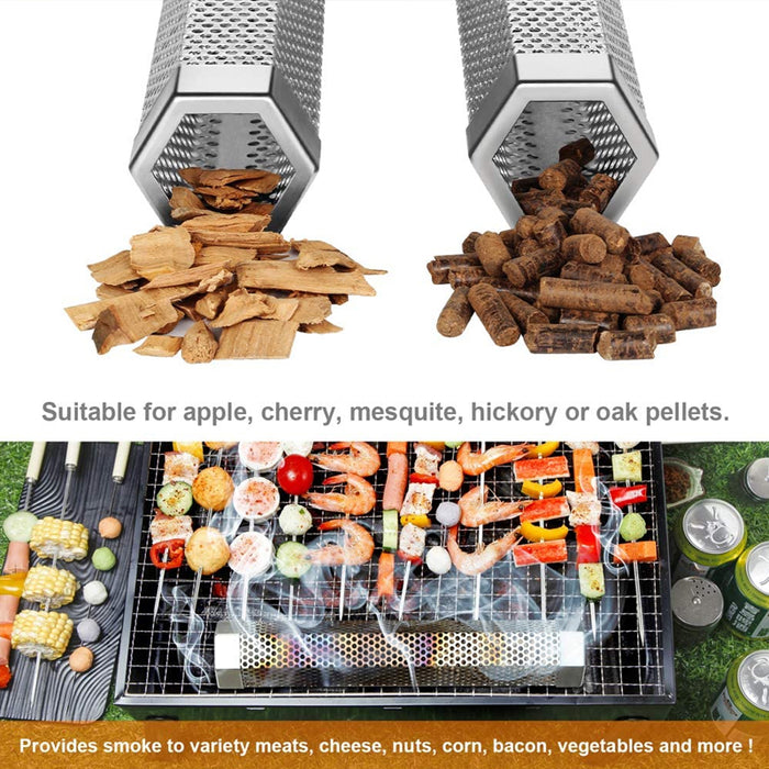 BBQ Smoker Tube Hexagonal 304 Stainless Steel 6/12 Inch