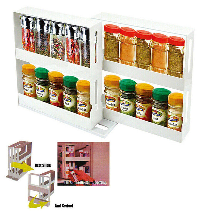 Slide Cabinet Organiser Rack for Pantry Spice Jars and Cans