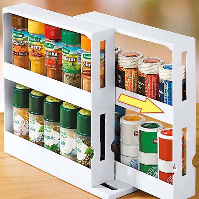 Slide Cabinet Organiser Rack for Pantry Spice Jars and Cans