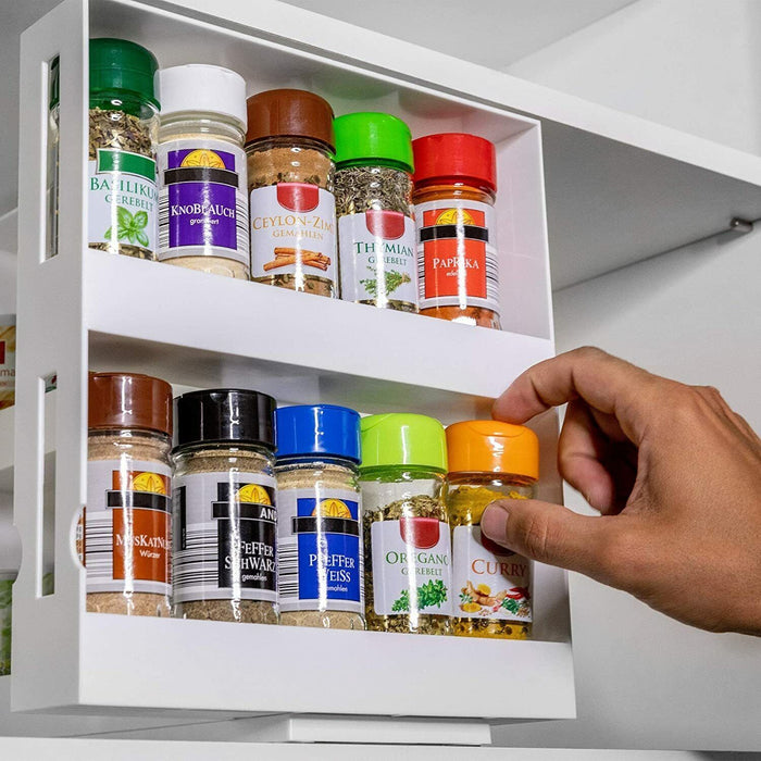 Slide Cabinet Organiser Rack for Pantry Spice Jars and Cans