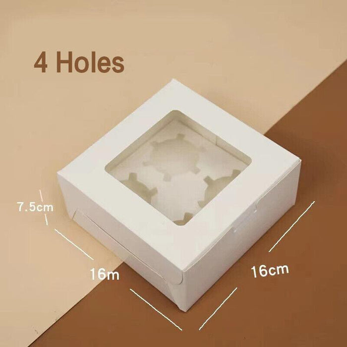 Cupcake Box with Window Insert 1 2 4 6 8 or 12 Holes Kraft Paper