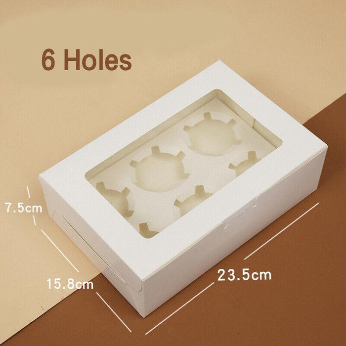 Cupcake Box with Window Insert 1 2 4 6 8 or 12 Holes Kraft Paper