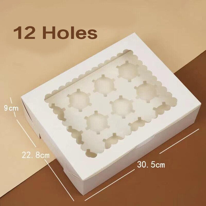 Cupcake Box with Window Insert 1 2 4 6 8 or 12 Holes Kraft Paper